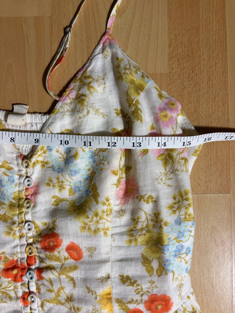 Spell Flora Linen Midi Dress Patch Pockets Large Cottage Whimsical‎ - Picture 15 of 16